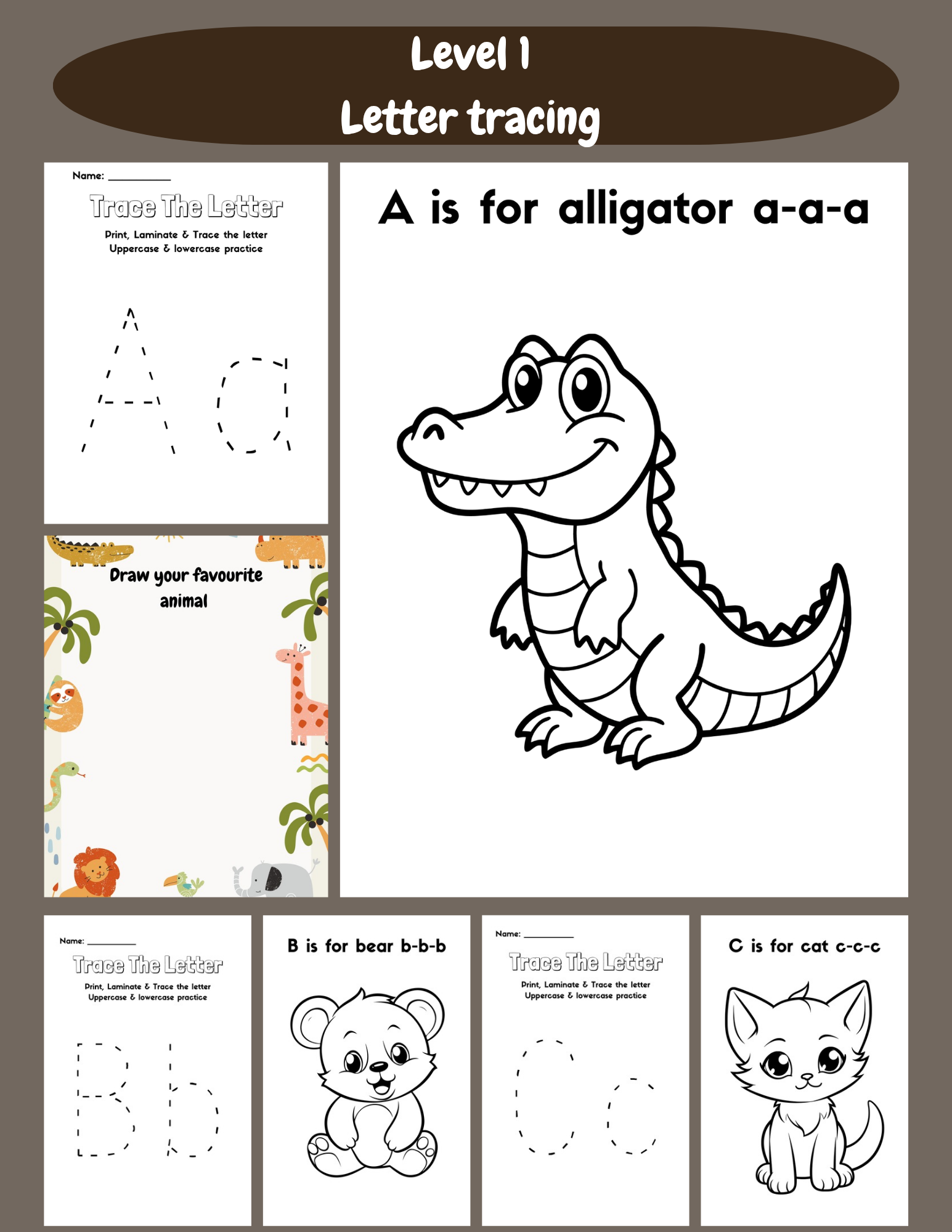 ⭐ START HERE – ABC Letter Tracing (Level 1 | Ages 3–5)