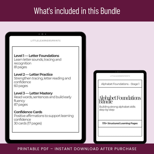 Alphabet Foundations Bundle Level 1 For Ages 3 To 5 Reading Readiness And Early Letter Sounds Program by Little Learners Prints